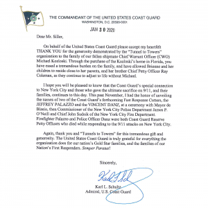 Letter from USCG Admiral Karl Schultz on behalf of Fallen CWO Michael Kozloski