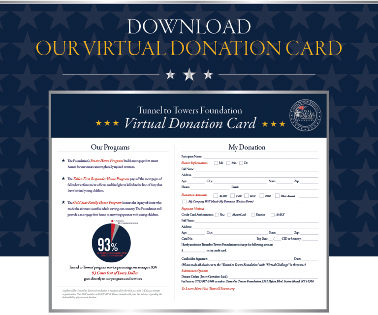 Donation Card Tunnel to Towers Foundation