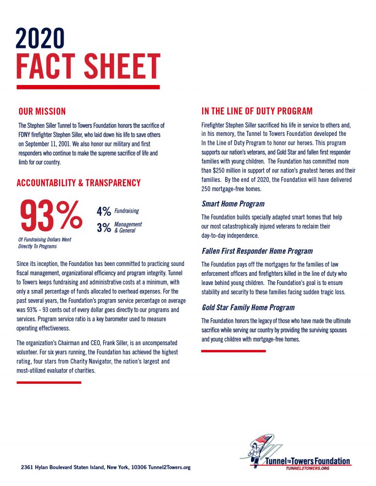 2020_Fact_Sheet Tunnel to Towers Foundation